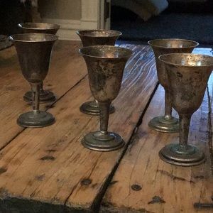 6 Sterling silver cordial stemmed glasses